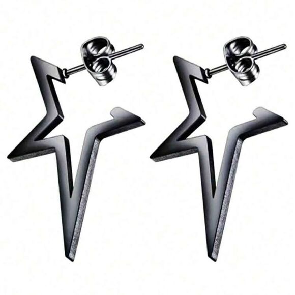 Star Design Hoop Earrings from Stainless Steel - Picture 2 of 10